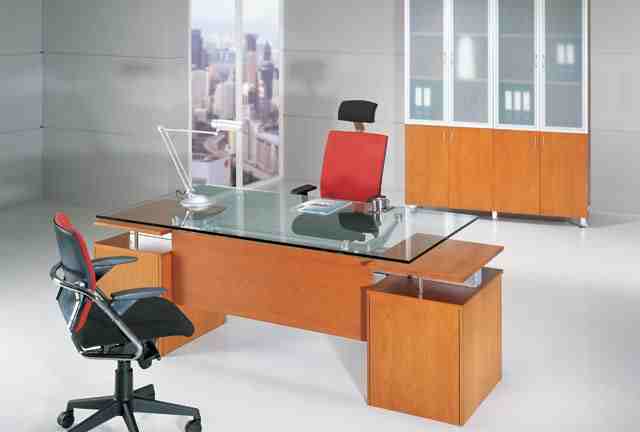 knightly modern executive  glass top desk