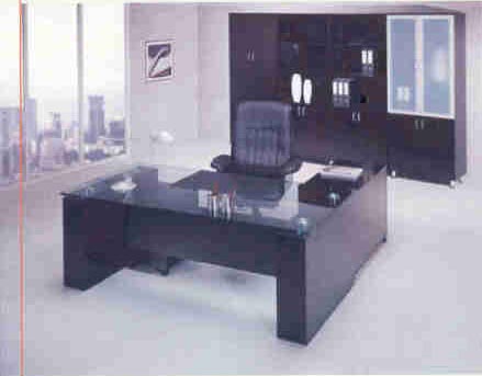 easton glass top modern executive desk with return and credenza wall unit