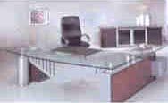 omni glass top executive desk