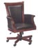 executive wood and black leather desk chair