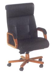 executive high-back desk chair in black leather