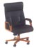 executive high back black leather and wood frame chair