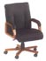 mid back black leather and wood frame chair