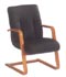 black leather and wood frame guest chair