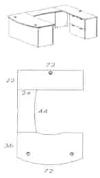 right lateral file U workstation with 44" bridge