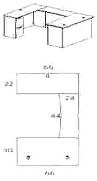 left 66" desk U workstation with 44" bridge