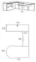 left keyhole desk U workstation with multi file