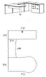 right keyhole desk U workstation with multi file