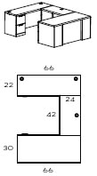 left U workstation with 42" bridge