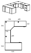 right U corner workstation with  42" bridge