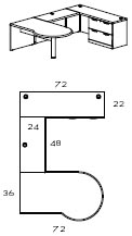 right P-top U workstation with a lateral file