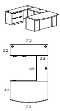 left bow front lateral file U workstation