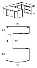 right bow front lateral file U workstation