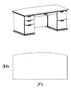 bow top double ped desk