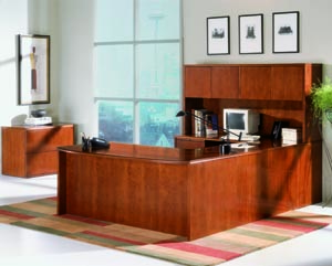 Forte bow front u desk hutch suite