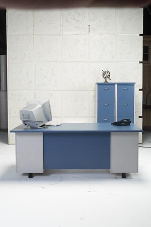 Executive desk with verticle files