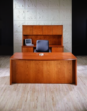 forte bow front desk credenza hutch suite