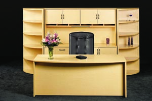 hyperwork-bow front desk wall unit suite