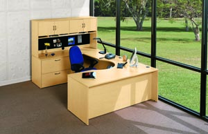 hyperwork round cutout u desk