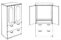 video cabinet with 2 drawer lateral file on bottom