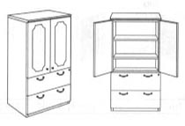 double door storage cabinet with 2 drawer lateral file on bottom