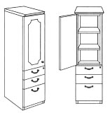 storage cabinet hinged left with box/box/file on bottom