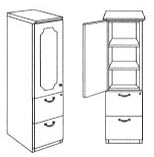 storage cabinet hinged right with file/file on bottom