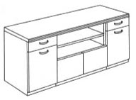 72" buffet with open storage shelves