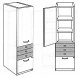 left hinged storage cabinet with 3 project drawers/file drawer