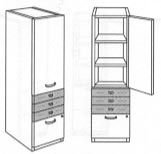 right hinged storage cabinet with 3 project drawers /file drawer