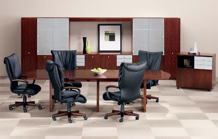 slab base conference table suite