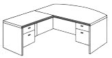 bow top 3/4 ped desk