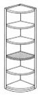 1/4 round bookcase 72"