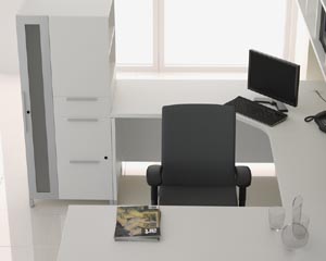 Quad desk credenza hutch lateral file