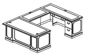 right U desk with 1 PBF and 1 FF ped