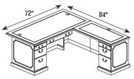 right return L desk with PBF peds