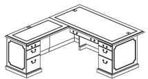left return L desk with PBF peds