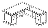 right return L desk with 1 PBF and 1 FF ped