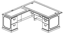 left return L desk with 1 PBF and CPU Ped