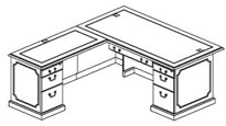 left return L desk with 1 PBF and CPU ped
