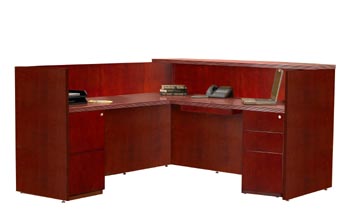 cherry reception desk pedestal view