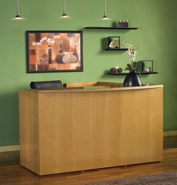 maple reception desk front view