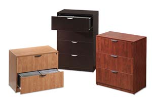 Lateral files are available in 2, 3 and 4 drawer models in matching laminate finishes. 