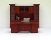 Altamont transitional desk, computer credenza with storage hutch