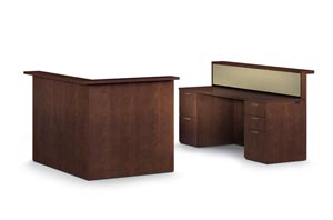 Extended Corner Workstation and Reception Top Credenza