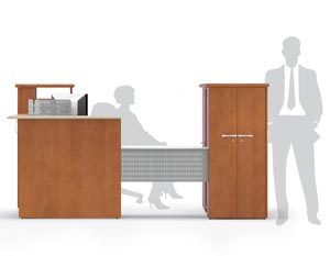 "U" Reception station with transaction counter cabinet