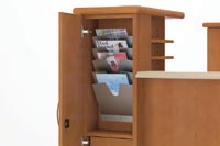 An integrated, slotted paper holder in the Personal Tower houses magazines, brochures or booklets in a handy location.