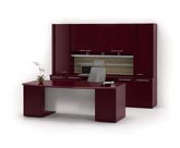 Fuse modern veneer bow front desk and credenza wall unit