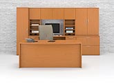 Kindle modern bow front desk with credenza wall ensomble