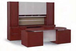 Modular Executive Desk, 108” Credenza and Enhanced Upper Bookcase 